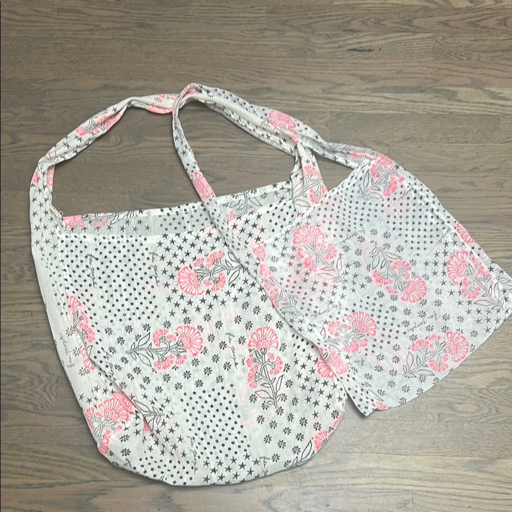 Free People Pink and White Crochet Shoulder Bag